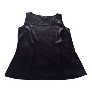 NWOT St John Caviar Elegant Navy Satin Sleeveless Top - Sz Small